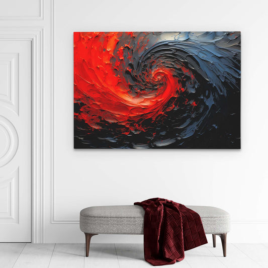 Dark Red Swirl - Abstract Wall Art in Black Frame