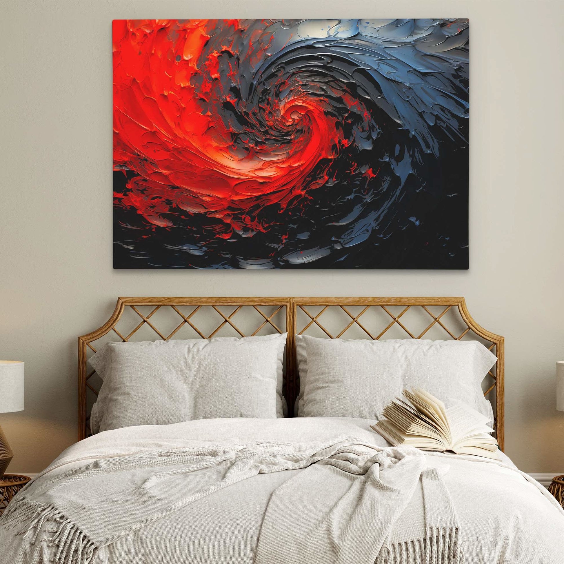 Dark Red Swirl - Horizontal Art for Bathroom