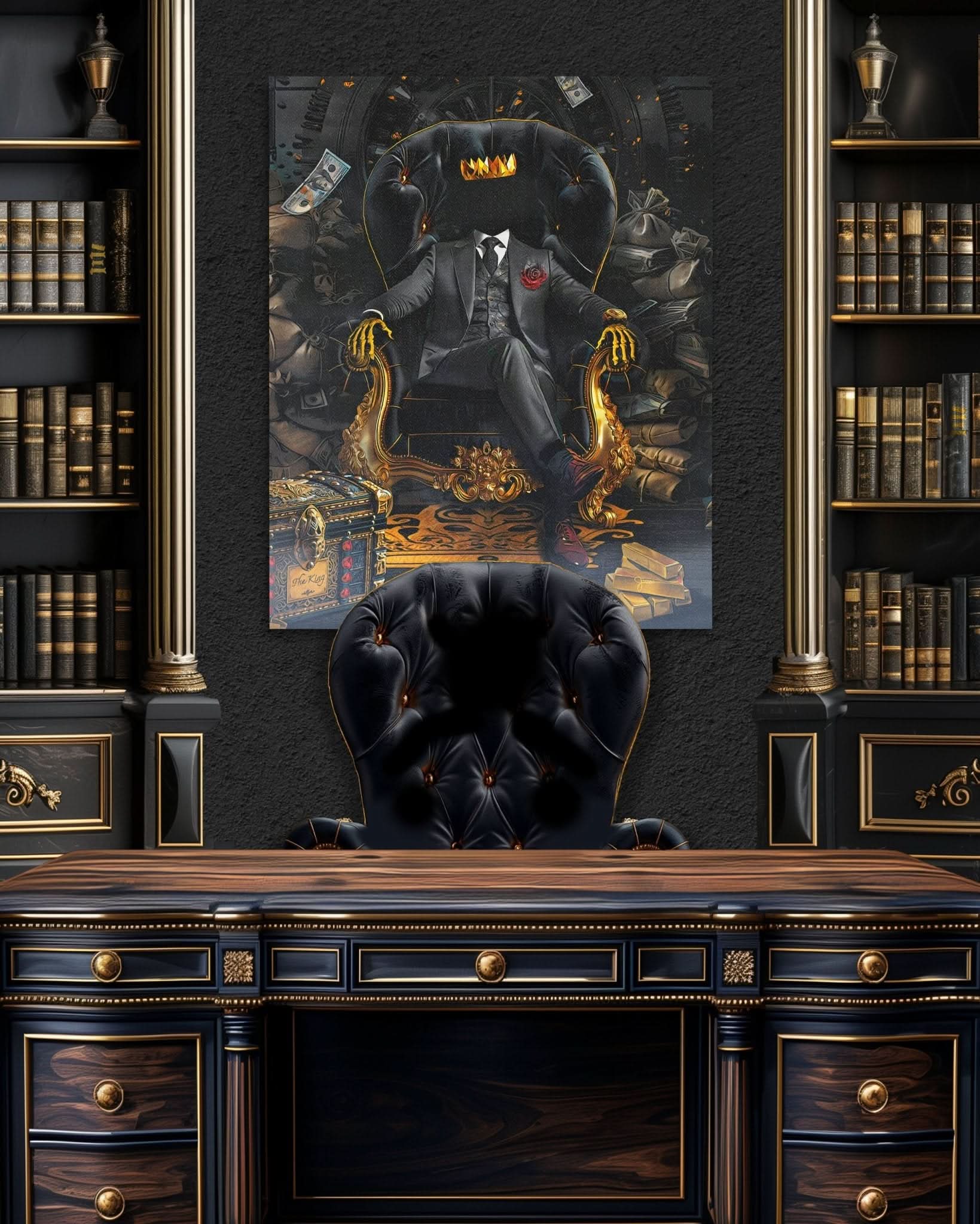 Dark Vault King - Wall Art in Black Frame