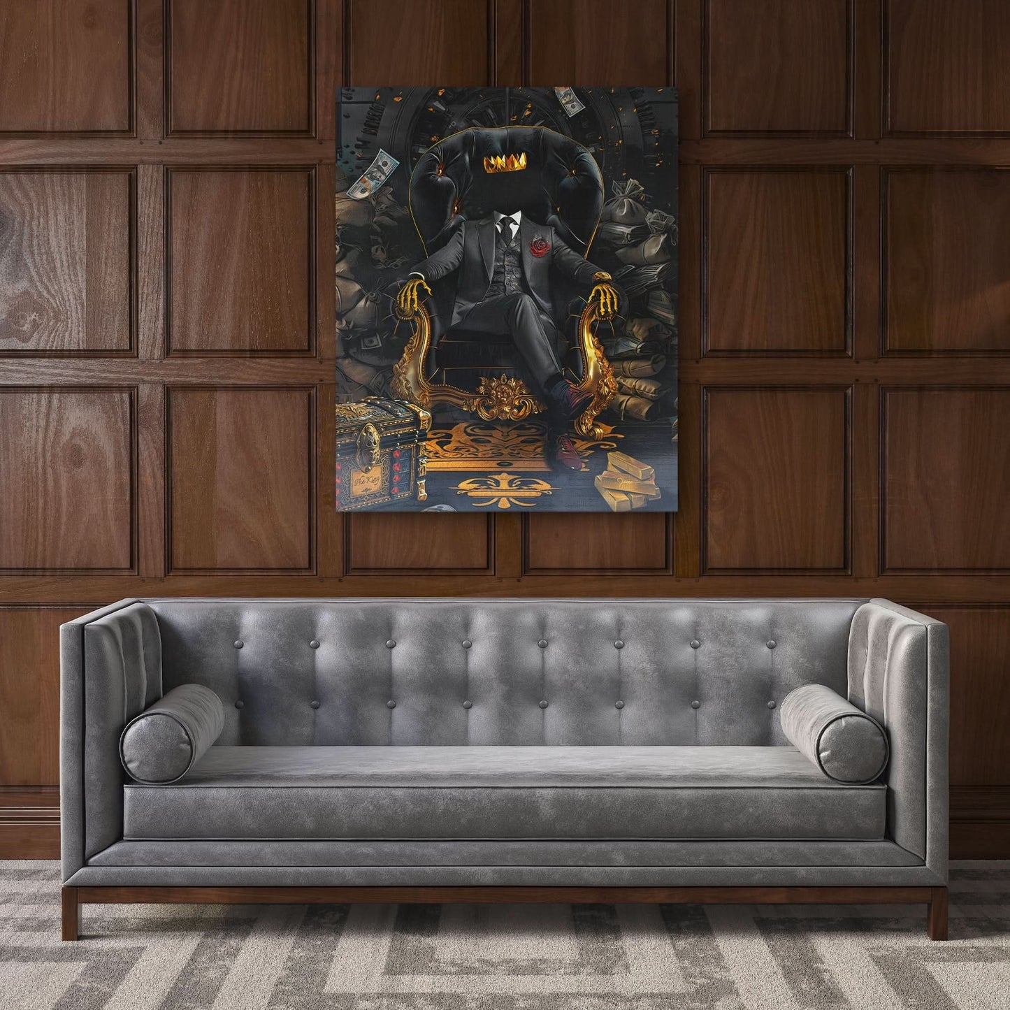 Dark Vault King - Black Canvas Wall Art