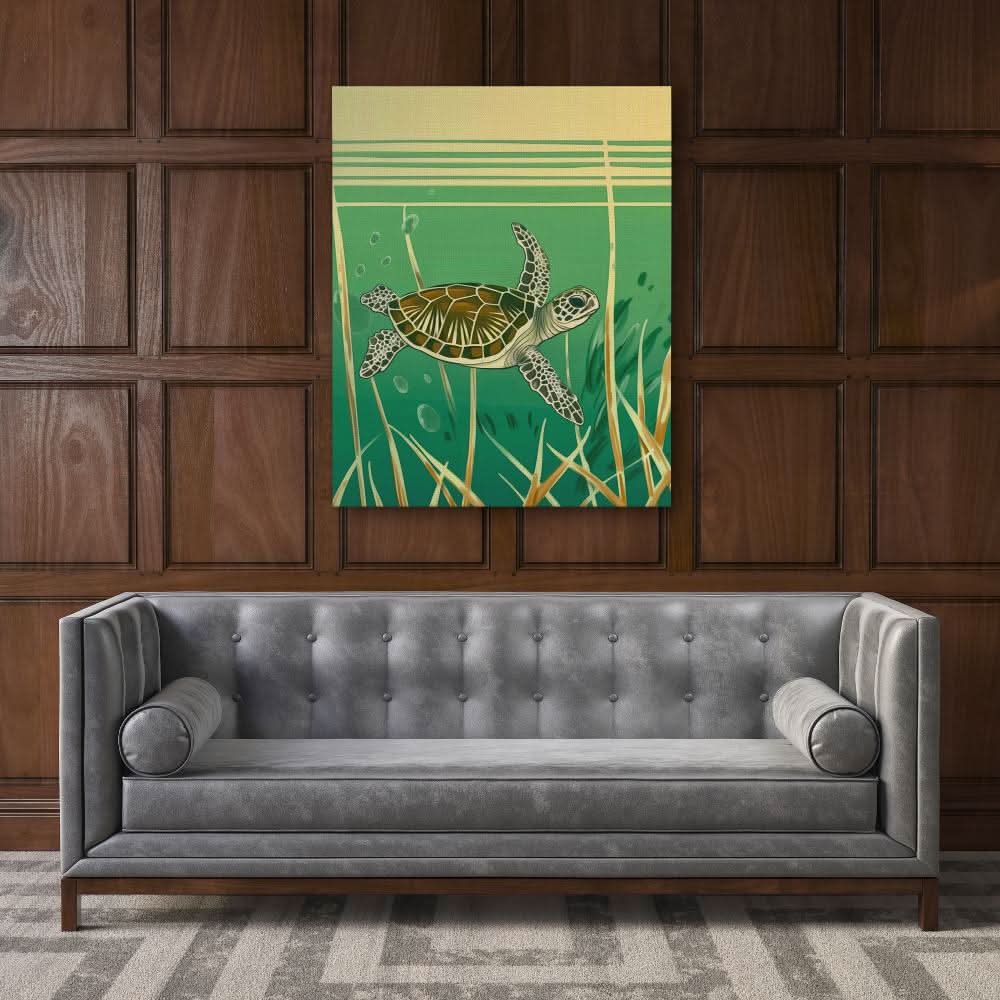 Daydreaming Turtle - Beige Calm Canvas Print