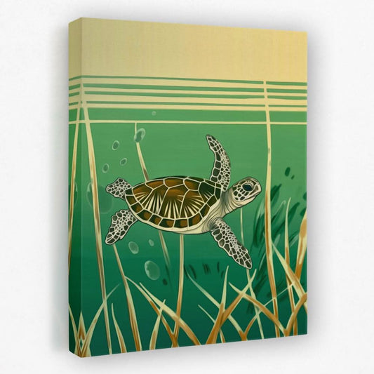 Daydreaming Turtle - Aquatic Canvas Wall Art