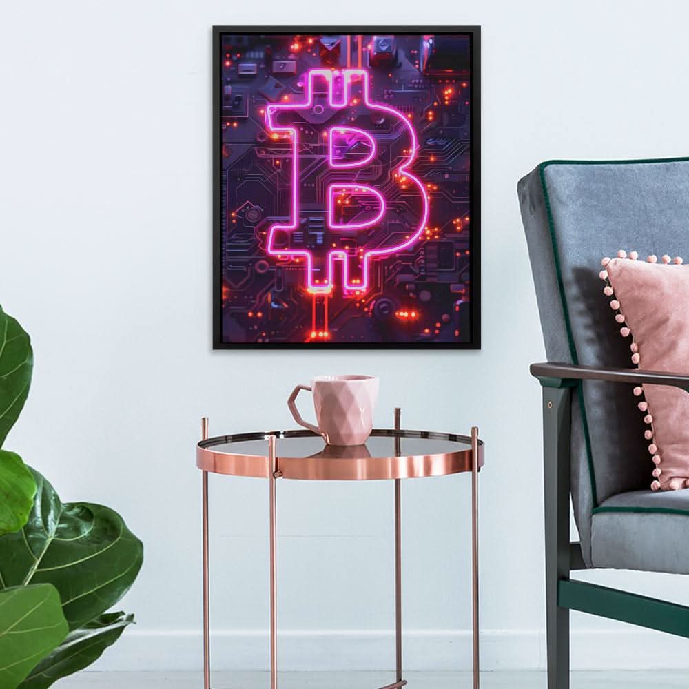Decentralized Coin - Abstract Pink Canvas Wall Art