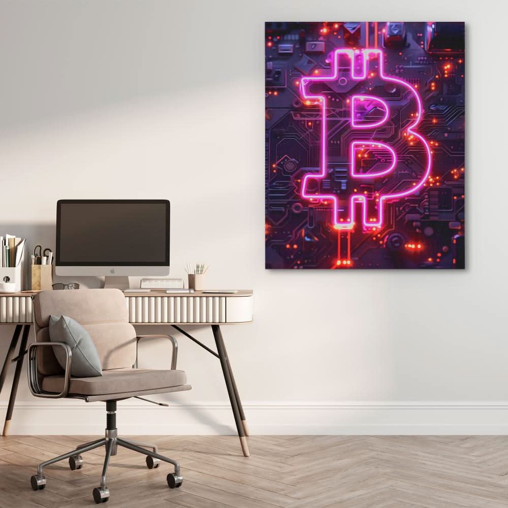 Decentralized Coin - Pink Wall Art for Office Decor
