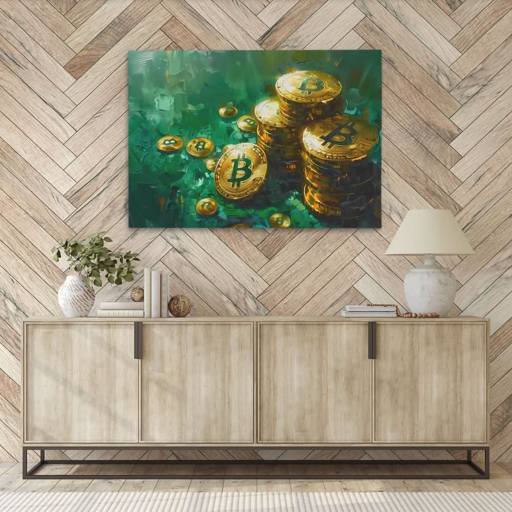 Decentralized Riches - Gold Wall Art for Office Decor