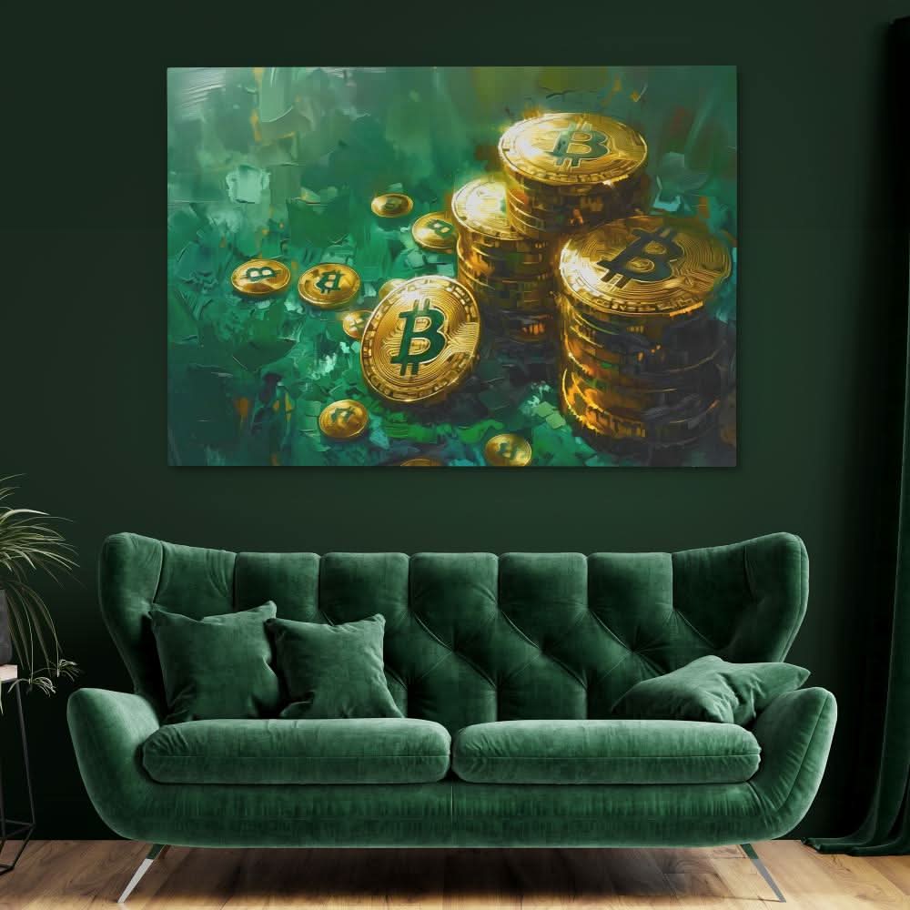 Decentralized Riches - Modern Green Canvas Wall Art