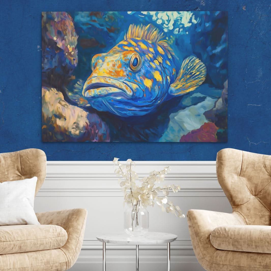 Deep Blue Rockfish - Wall Art in Black Frame