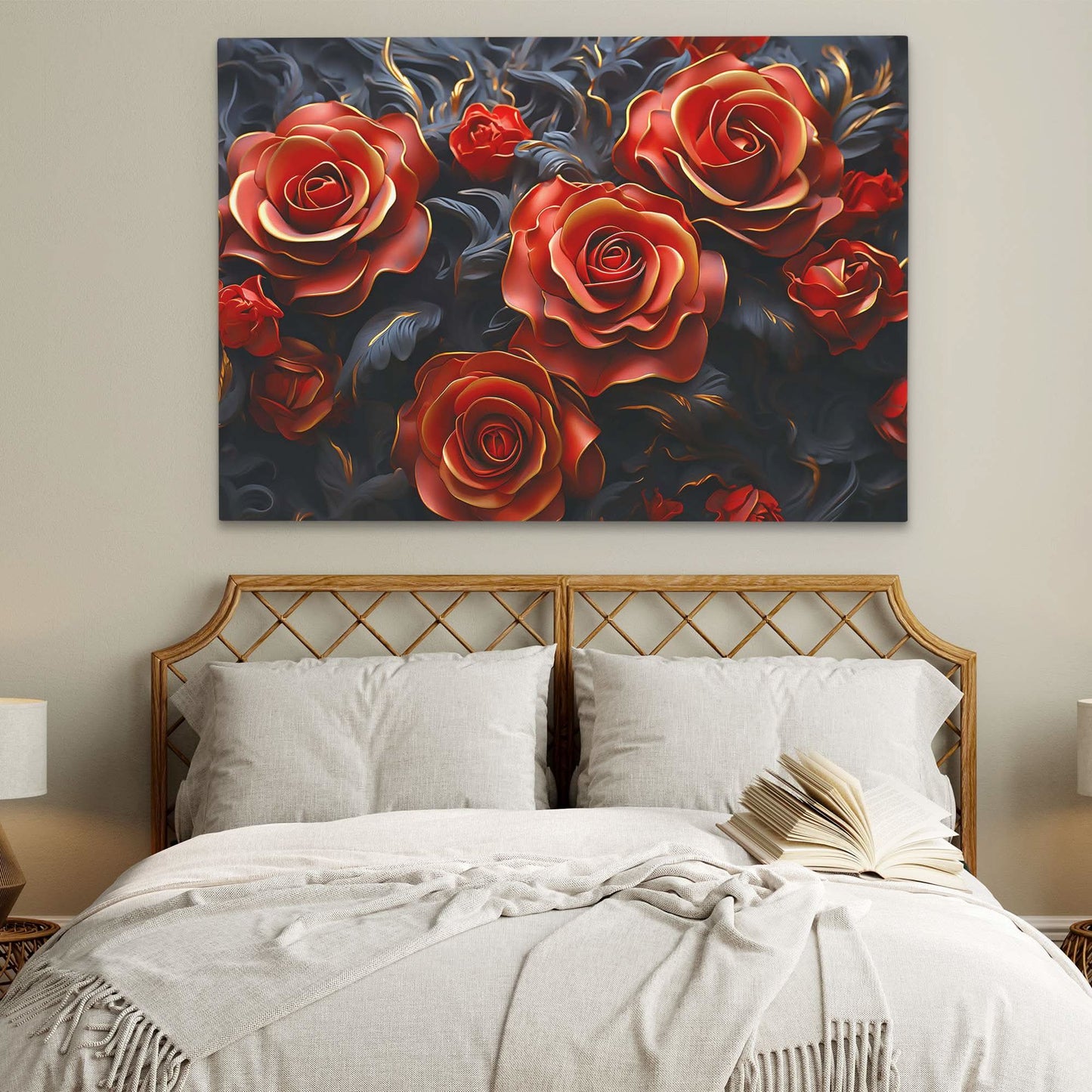 Deep Rose - Floral Art for Bathroom