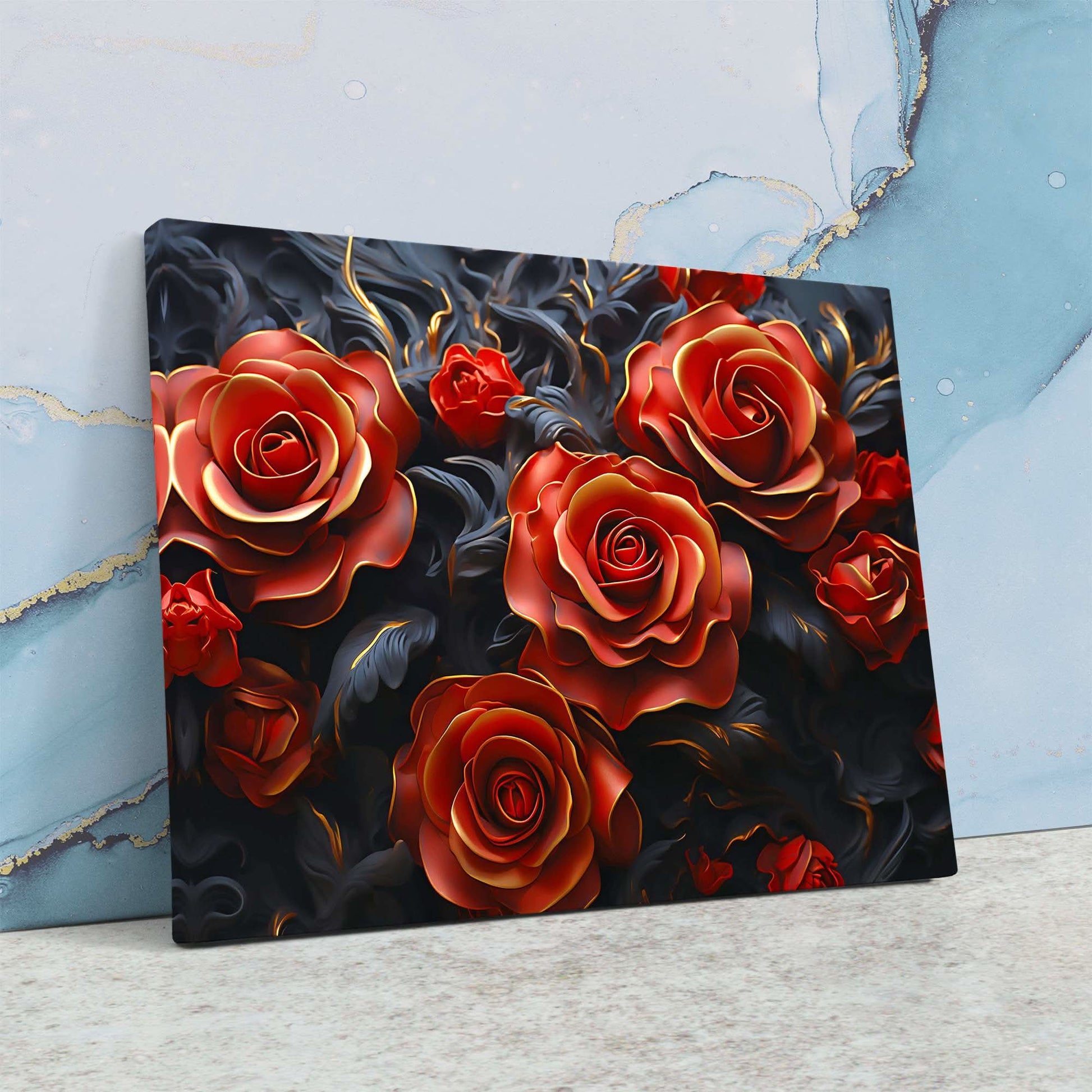 Deep Rose - Black Canvas Wall Art