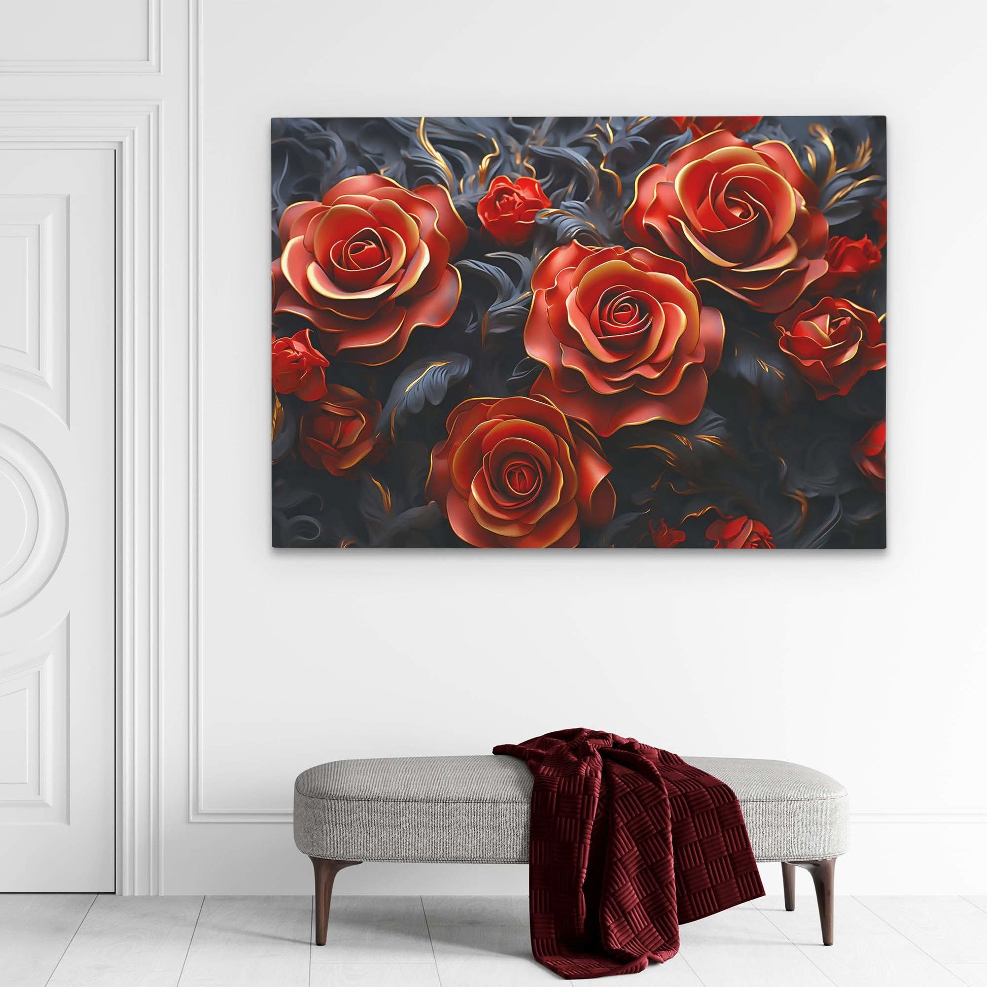 Deep Rose - Wall Art in Black Frame