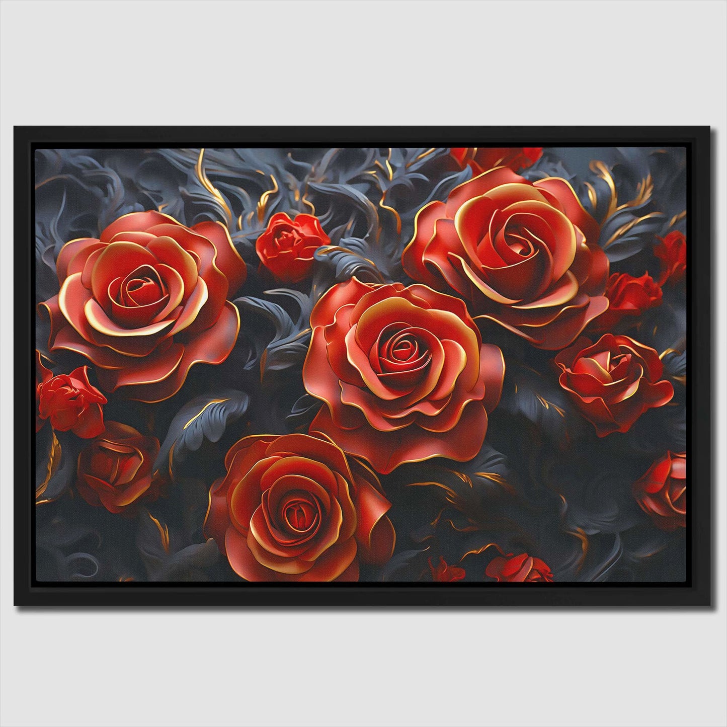 Deep Rose - Flowers Wall Art in Black Frame