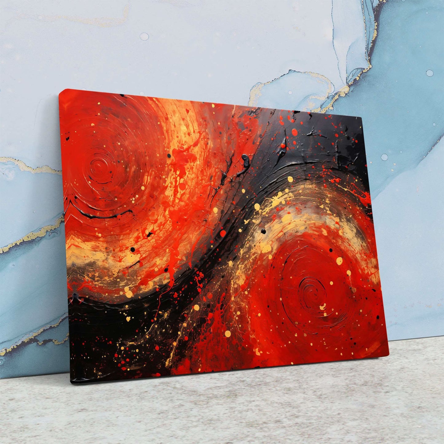 Deep Ruby - Abstract Black Canvas Wall Art