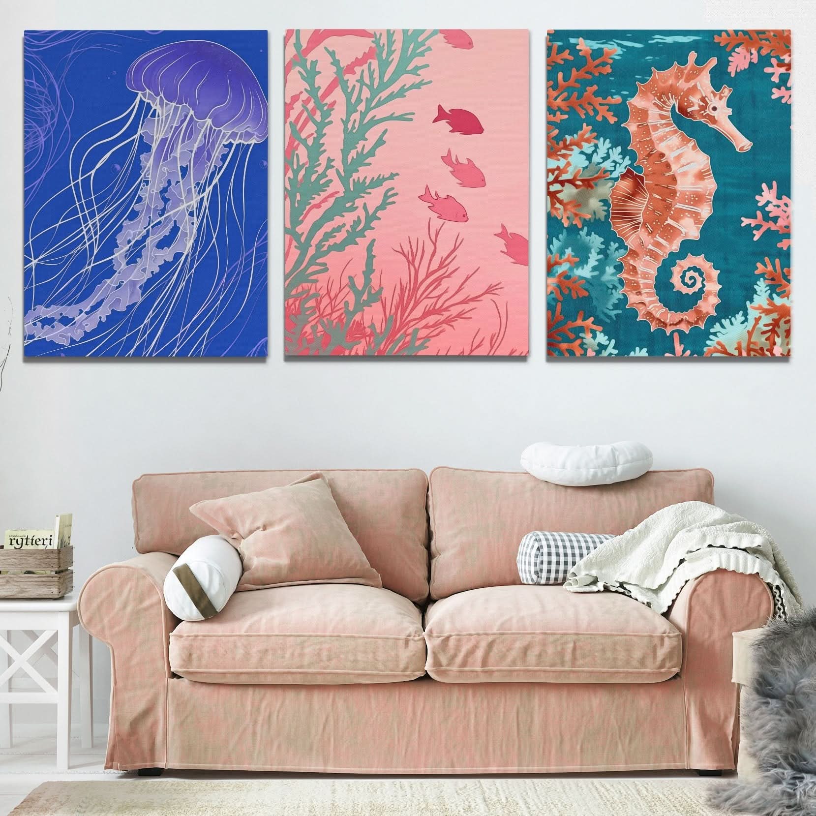 Deep Sea Wonders - Coastal Wall Art in Black Frame