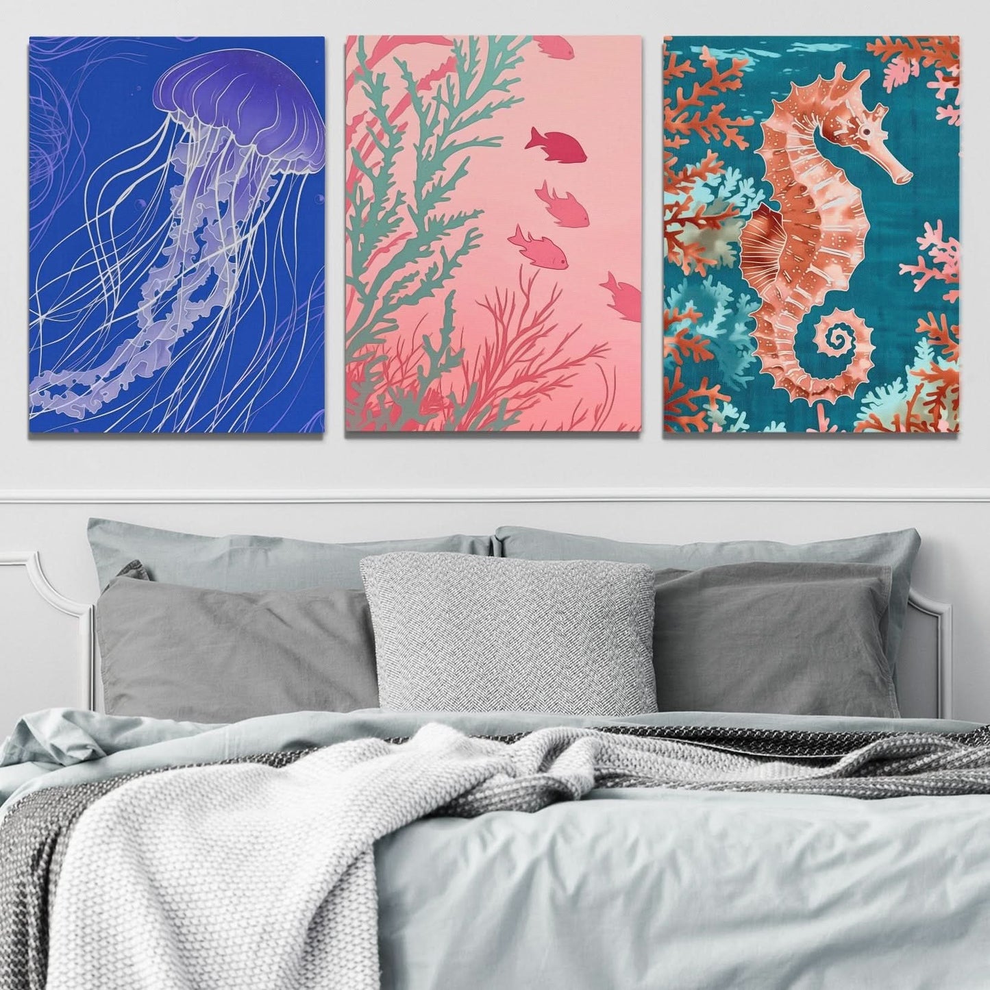 Deep Sea Wonders - Blue Coastal Canvas Print