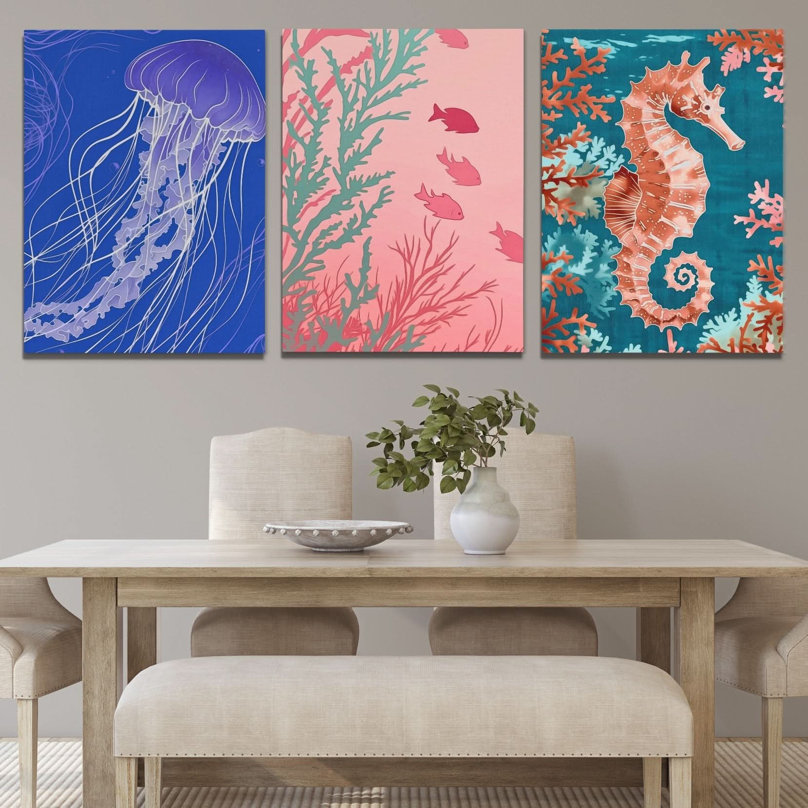 Deep Sea Wonders - Blue Wall Art for Bedroom