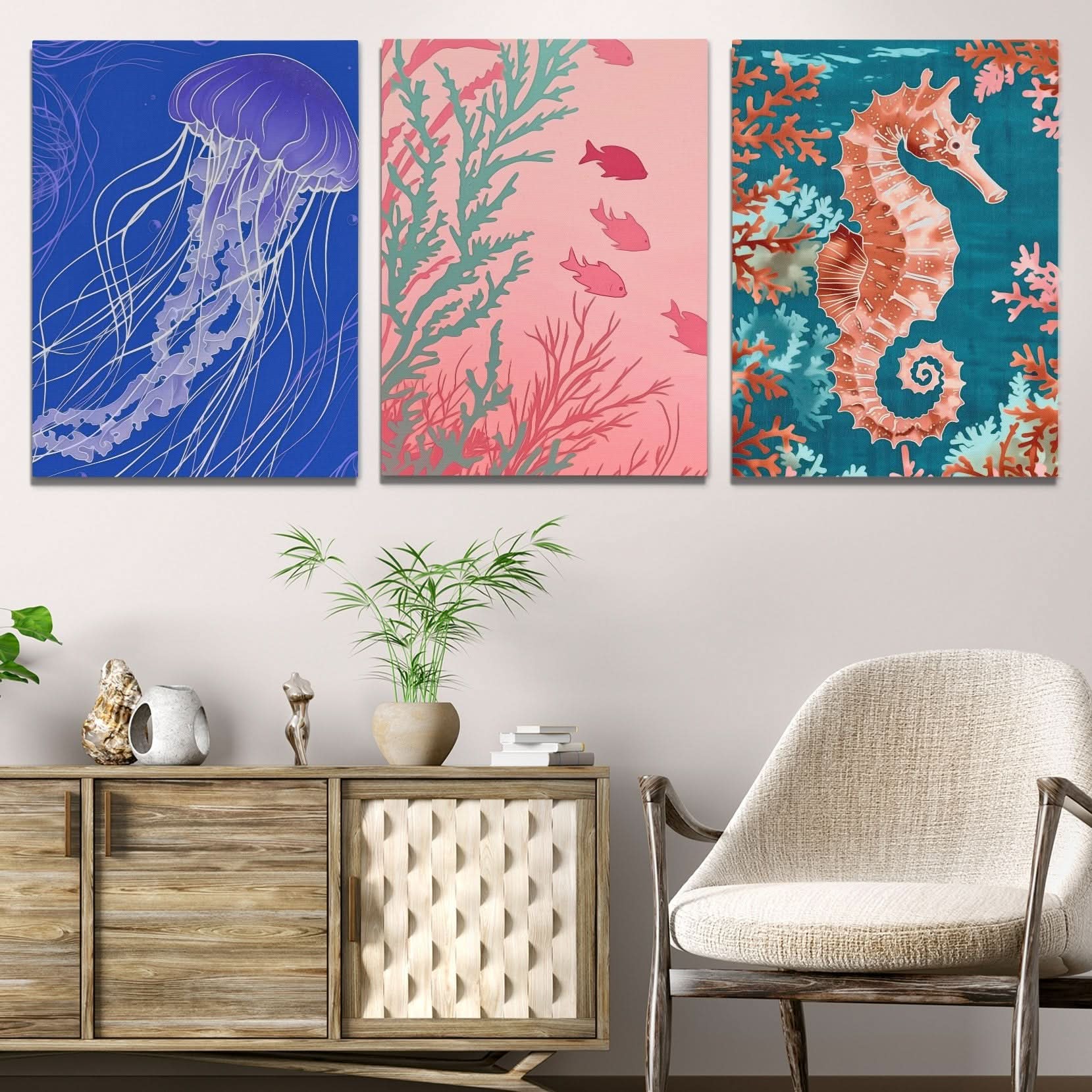 Deep Sea Wonders - Contemporary Wall Art in Black Frame