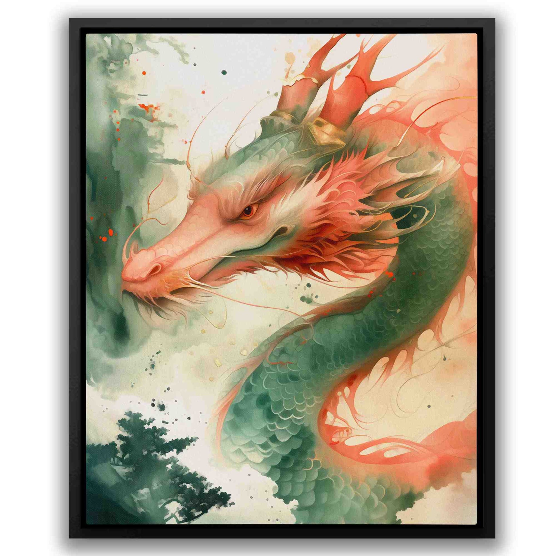 Deer Dragon - Green Dragon Canvas Print
