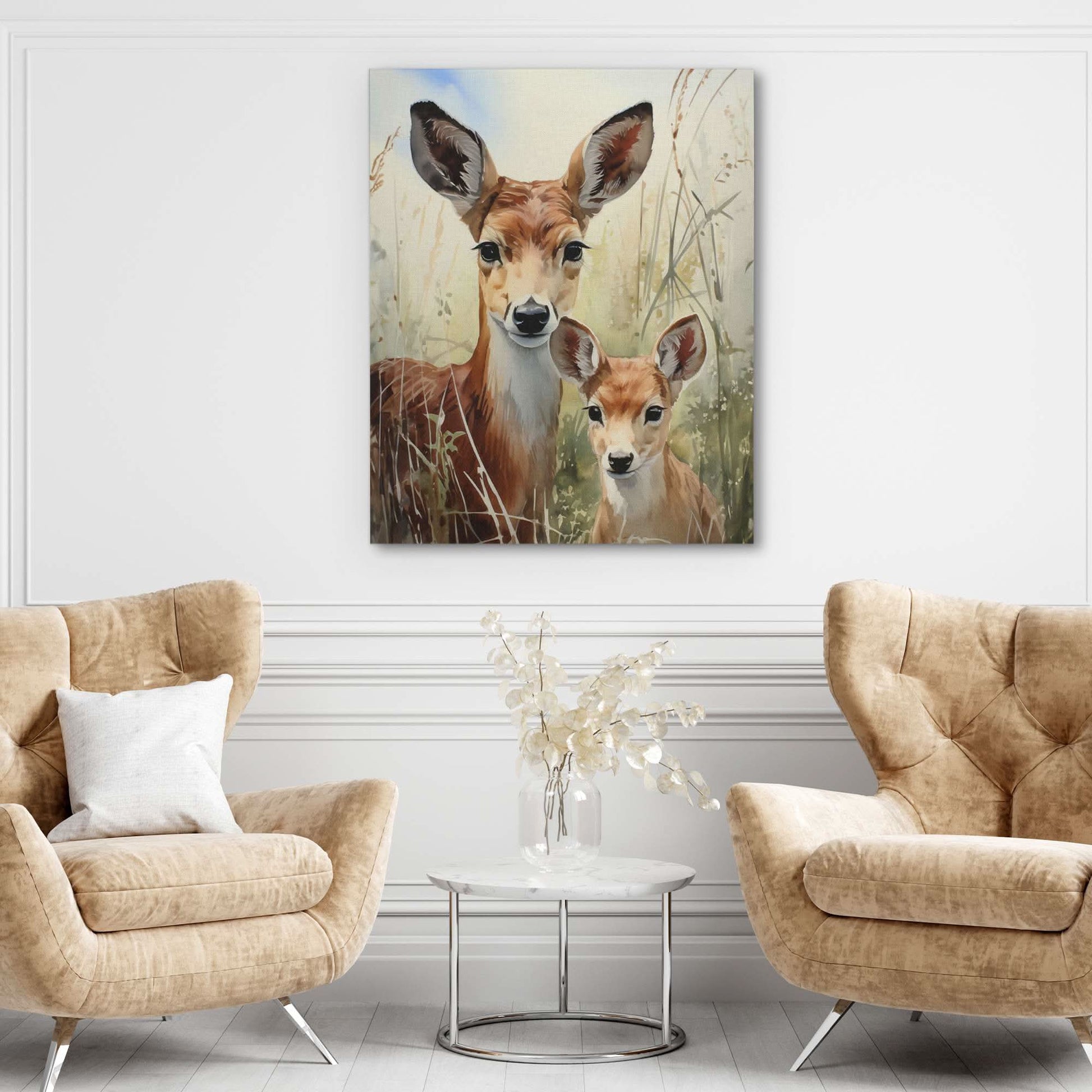 Deer Family - Country Canvas Print