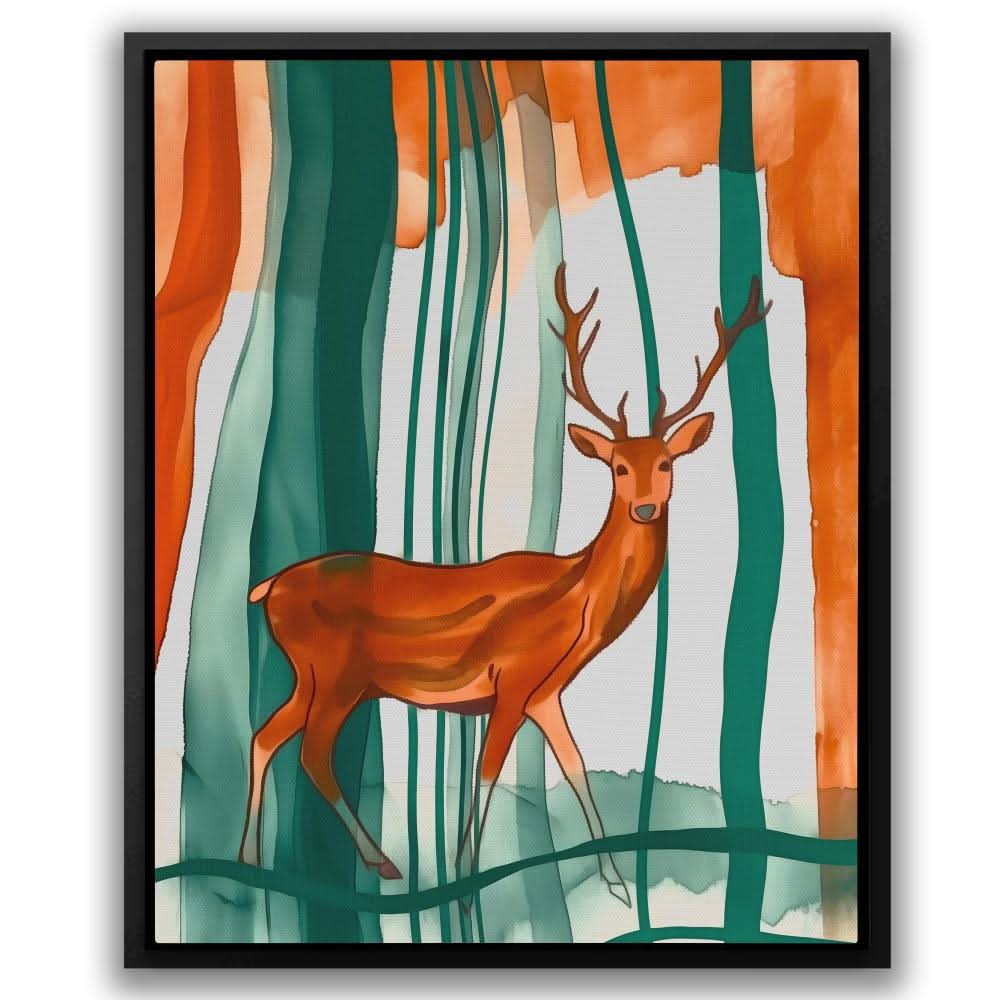 Deer in Headlights - Abstract Wall Art in Black Frame