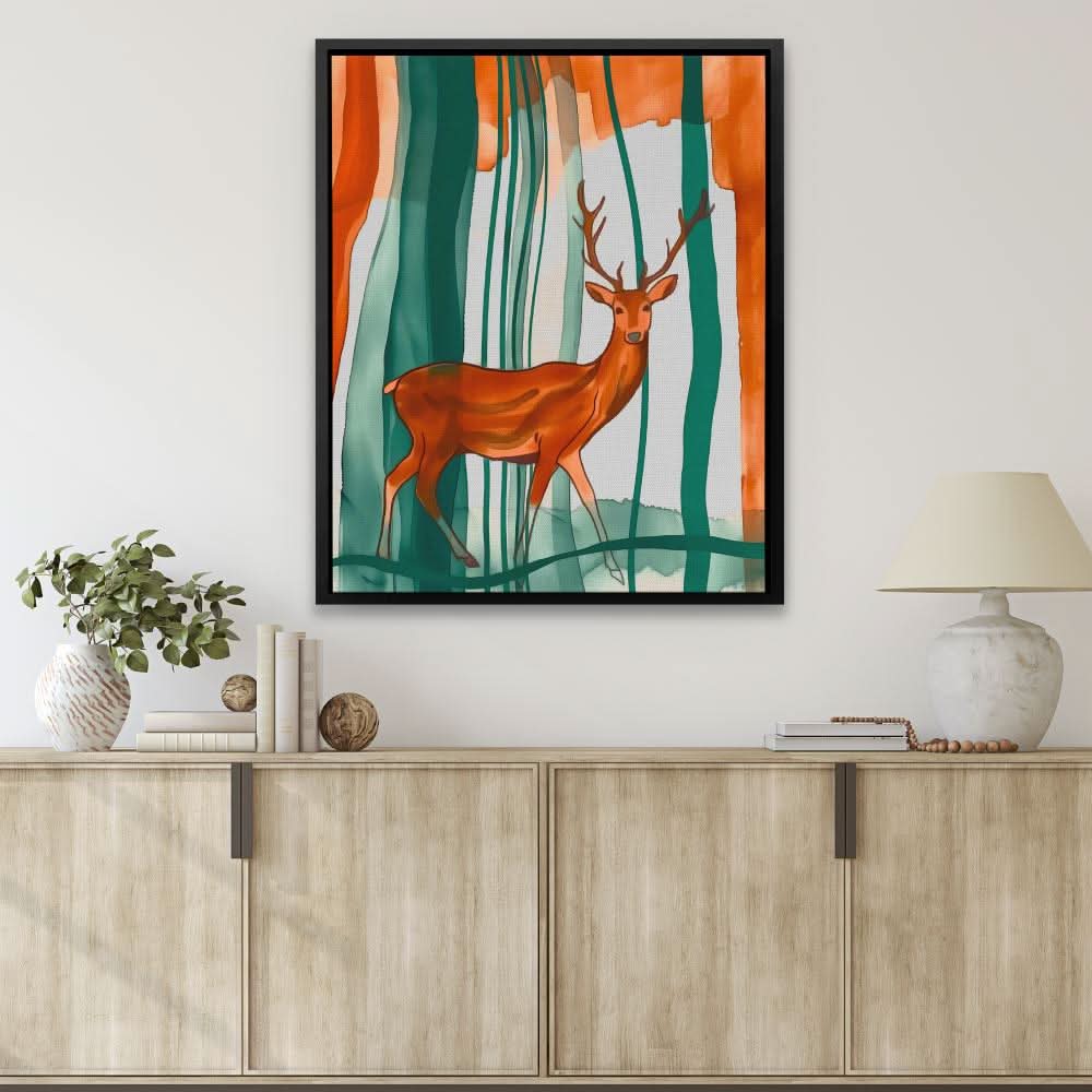 Deer in Headlights - Abstract Brown Canvas Wall Art