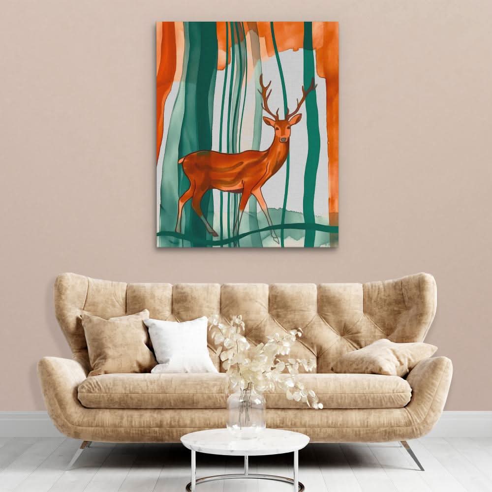 Deer in Headlights - Deer Wall Art in Black Frame