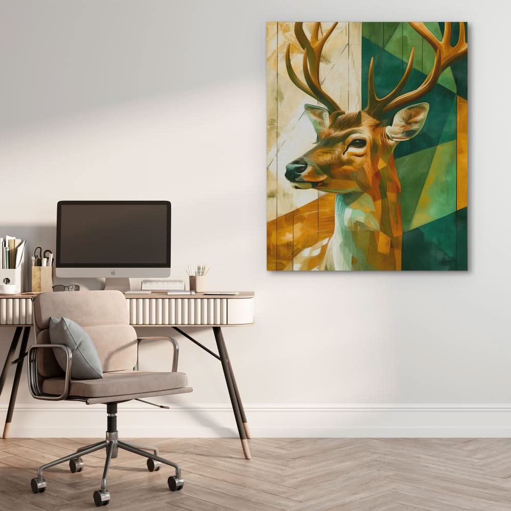 Deer in Technicolor - Large Abstract Canvas Print