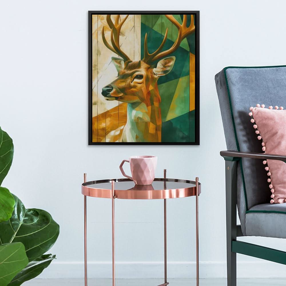 Deer in Technicolor - Earth Tones Wall Art for Home Office