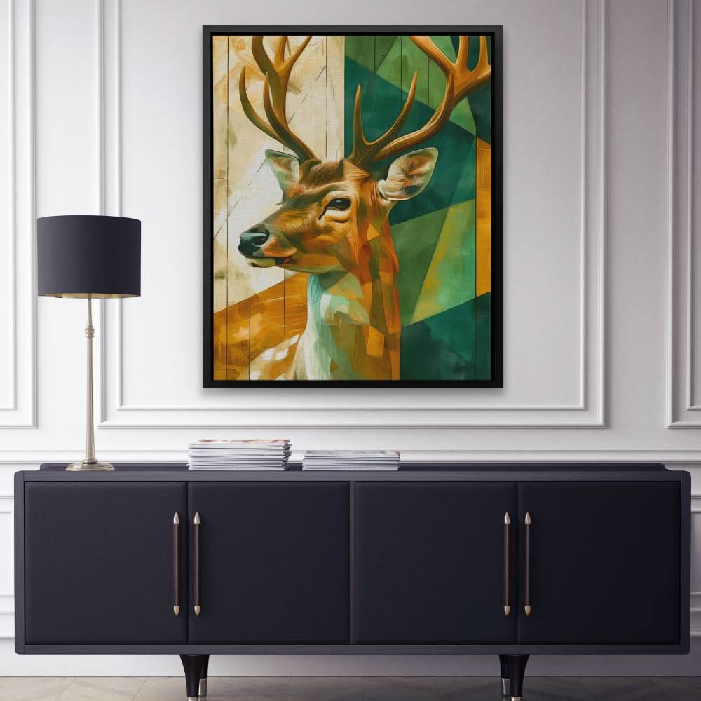 Deer in Technicolor - Abstract Earth Tones Canvas Wall Art