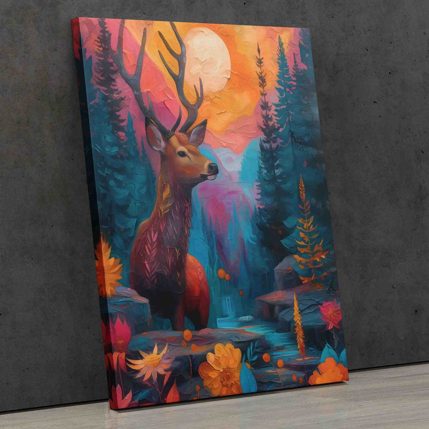 Deer Oasis - Colorful Wall Art