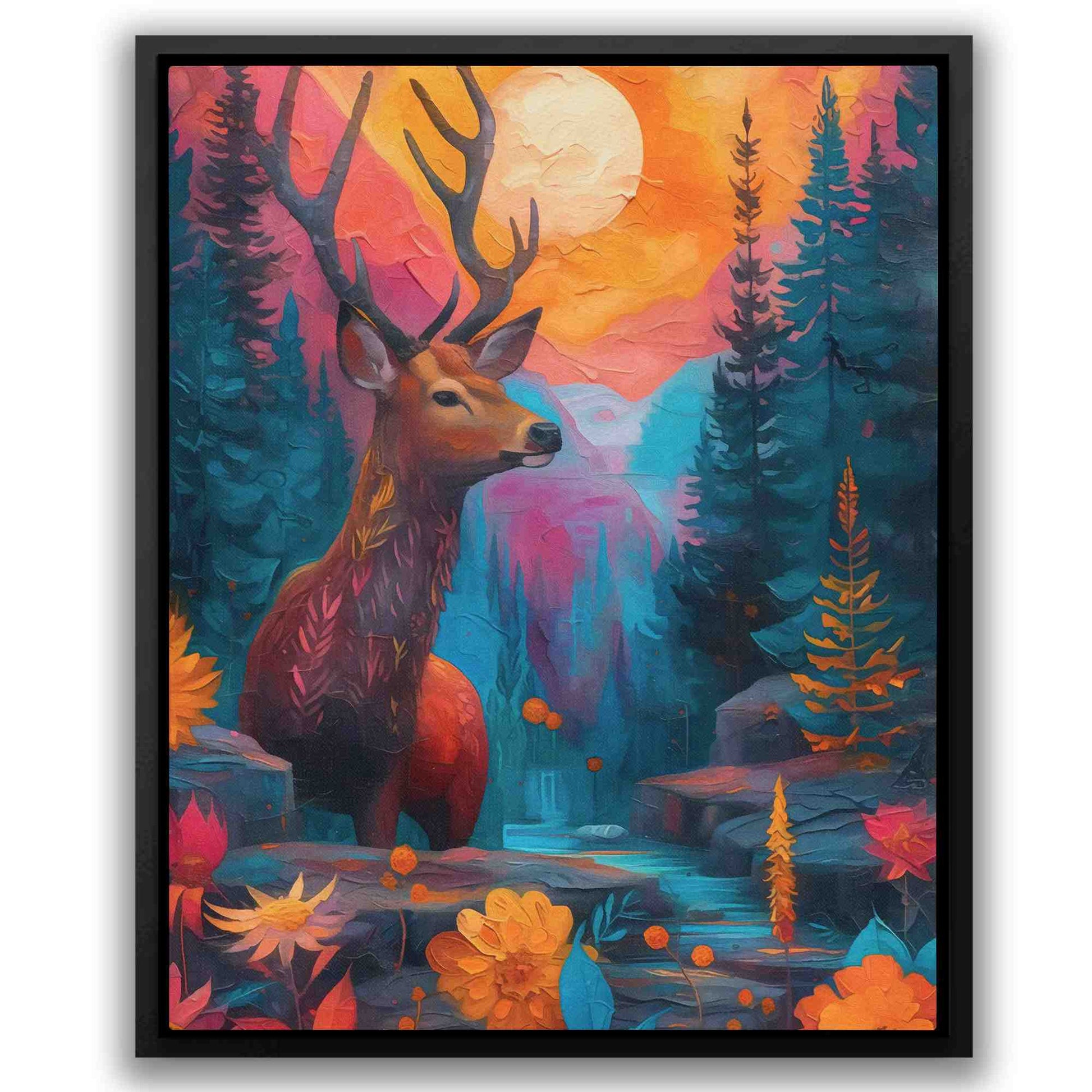 Deer Oasis - Colorful Deer Canvas Print
