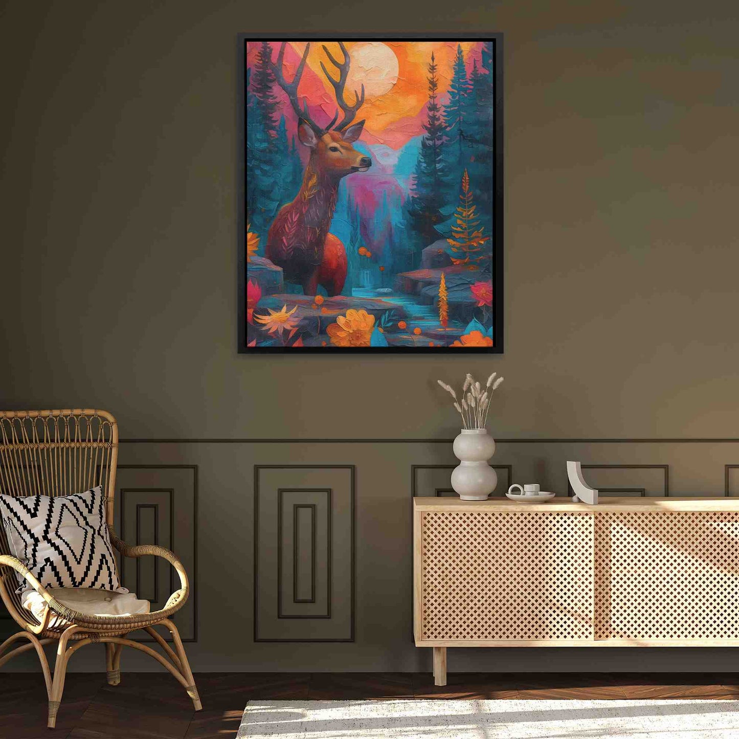 Deer Oasis - Large Abstract Canvas Print