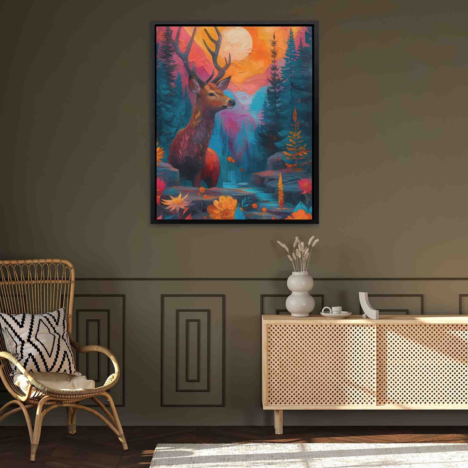 Deer Oasis - Large Abstract Canvas Print