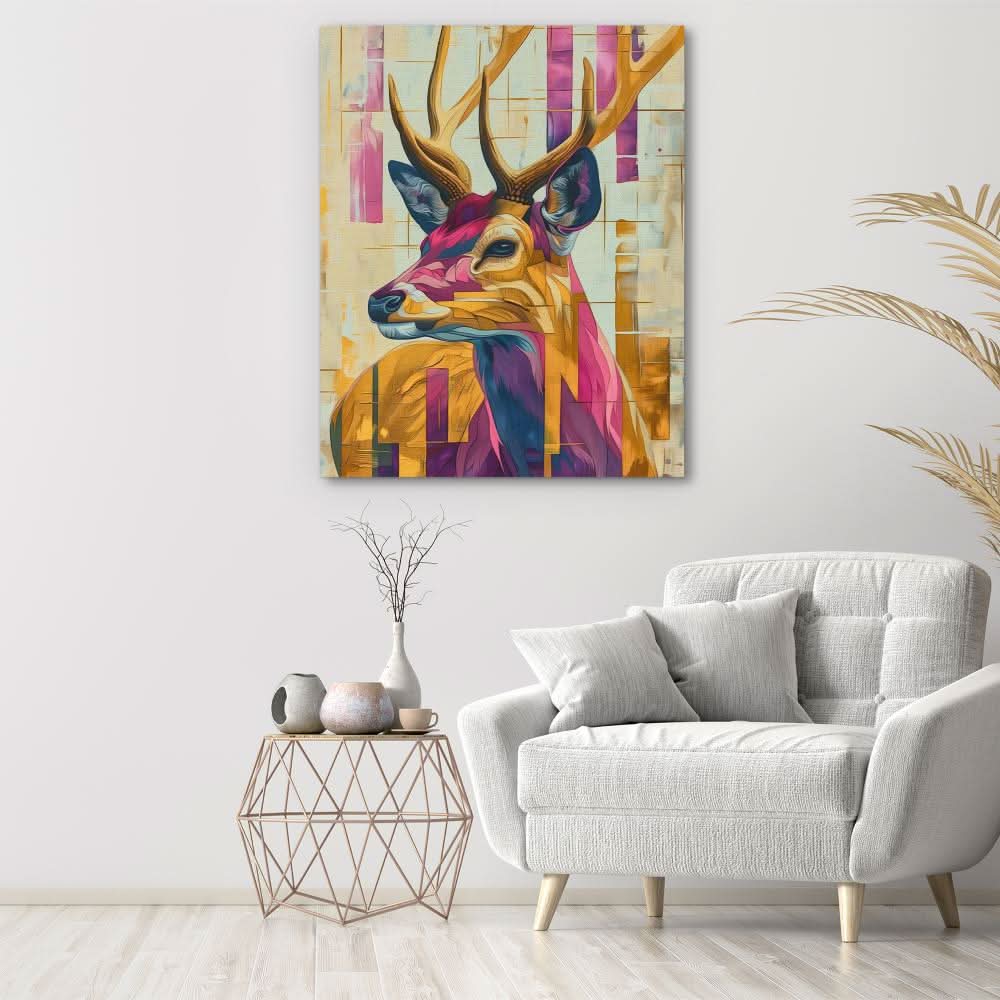 Deer of Light - Colorful Deer Canvas Print