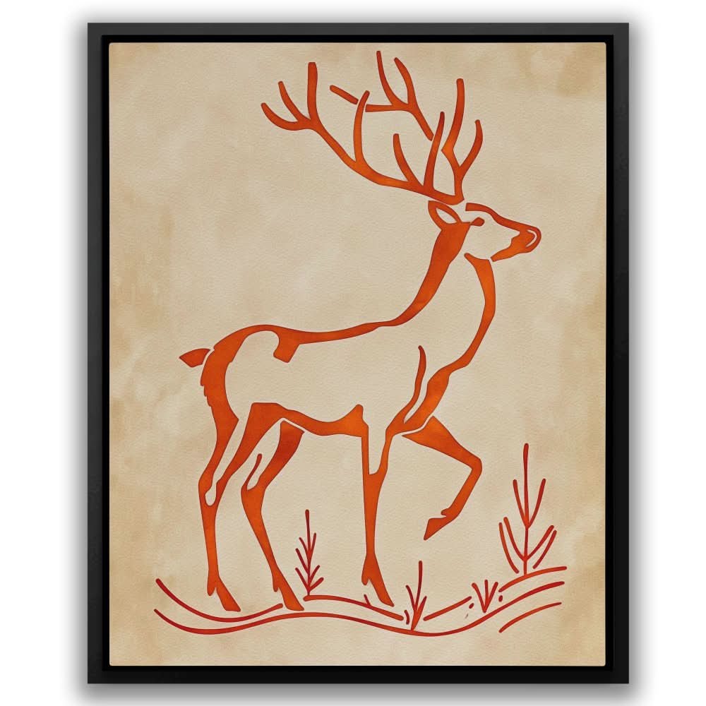 Deer Silhouette - Earth Tones Deer Canvas Print
