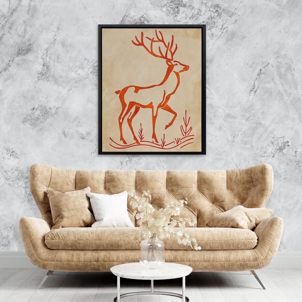 Deer Silhouette - Deer Wall Art in Black Frame