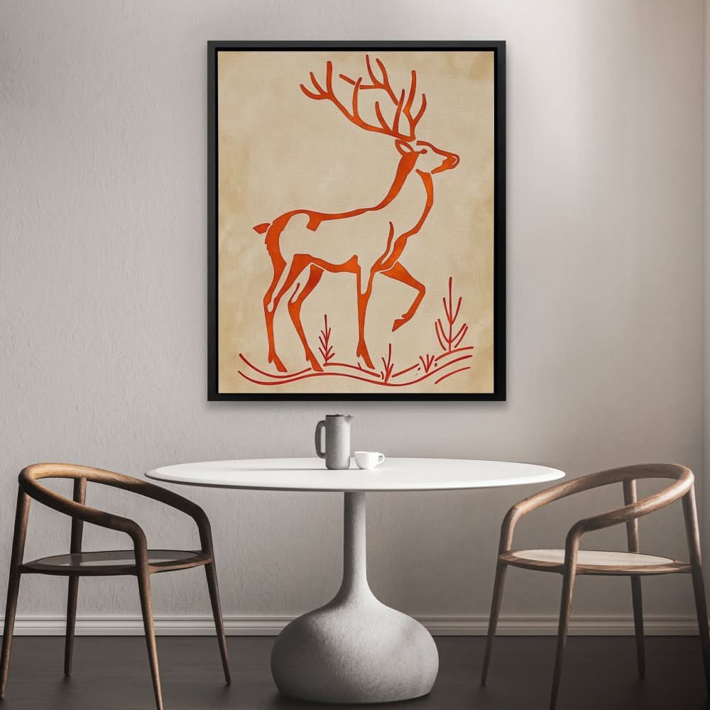 Deer Silhouette - Contemporary Wall Art in Black Frame