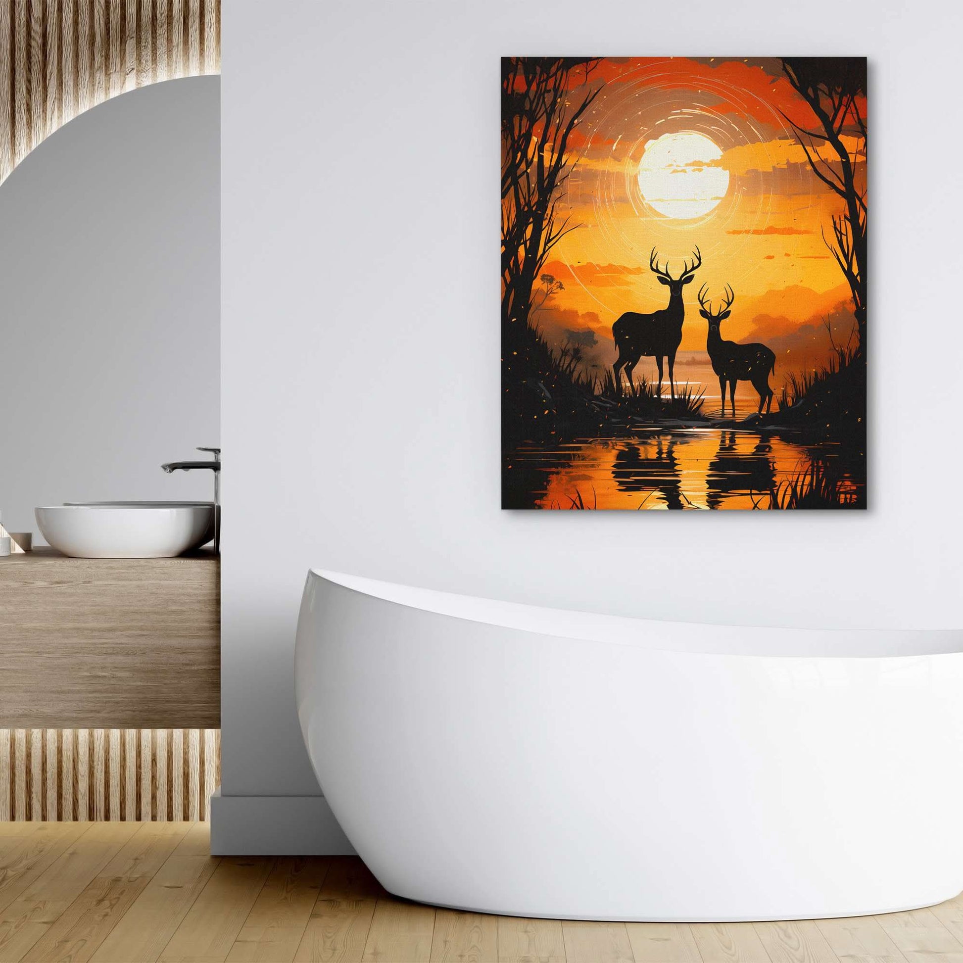 Deer's Refuge - Yellow Deer Canvas Print