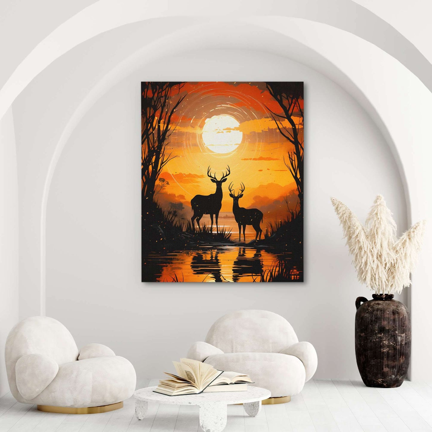 Deer's Refuge - Wall Art in Black Frame