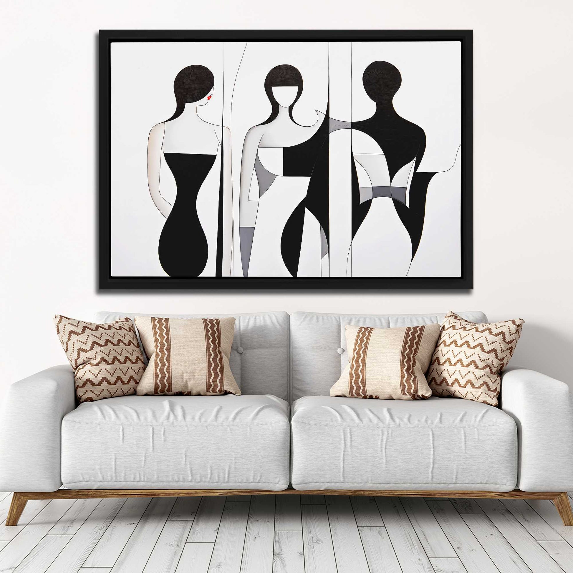 Delicate Curves - Abstract Wall Art in Black Frame