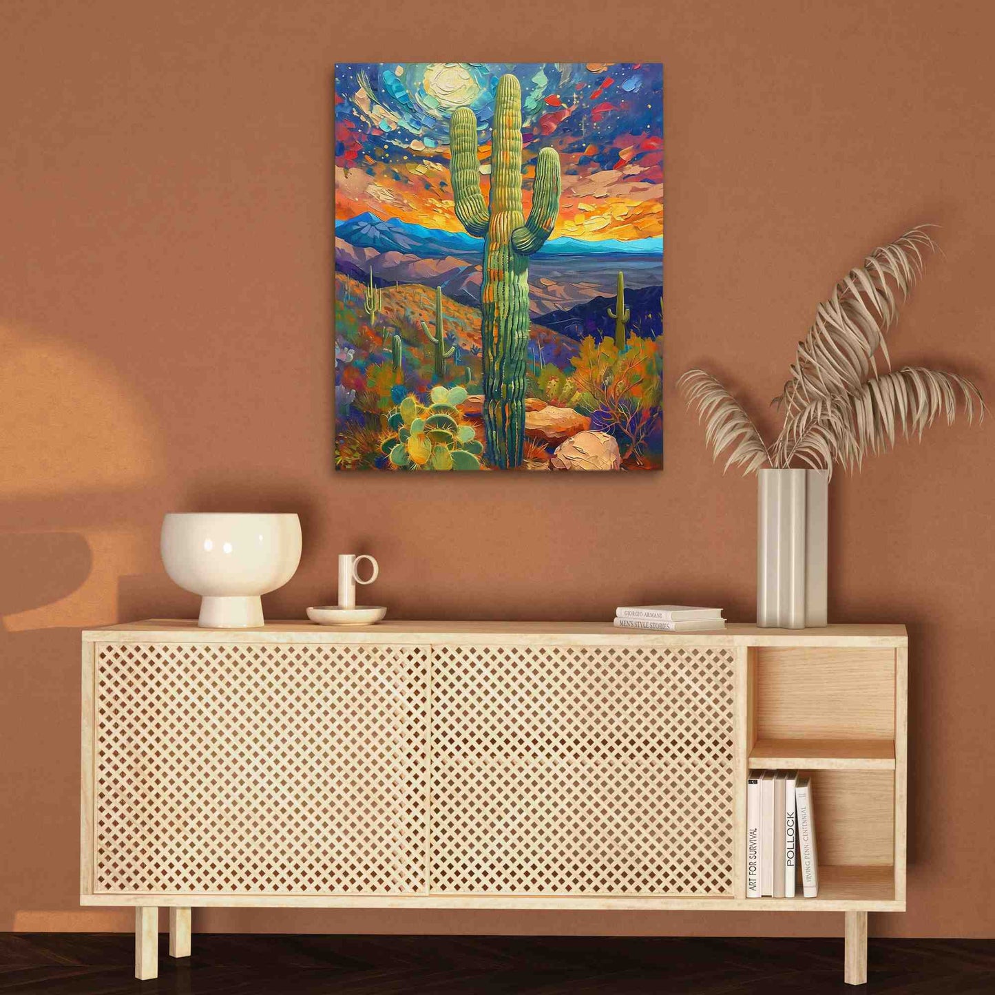 Desert Cactus - Psychedelic Colorful Canvas Wall Art