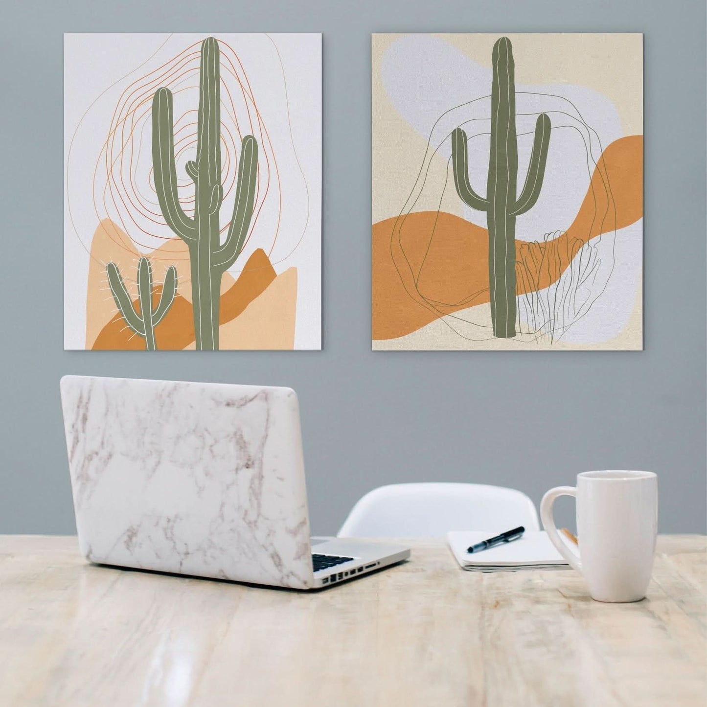 Desert Cactus Duo - Large Bohemian Canvas Print