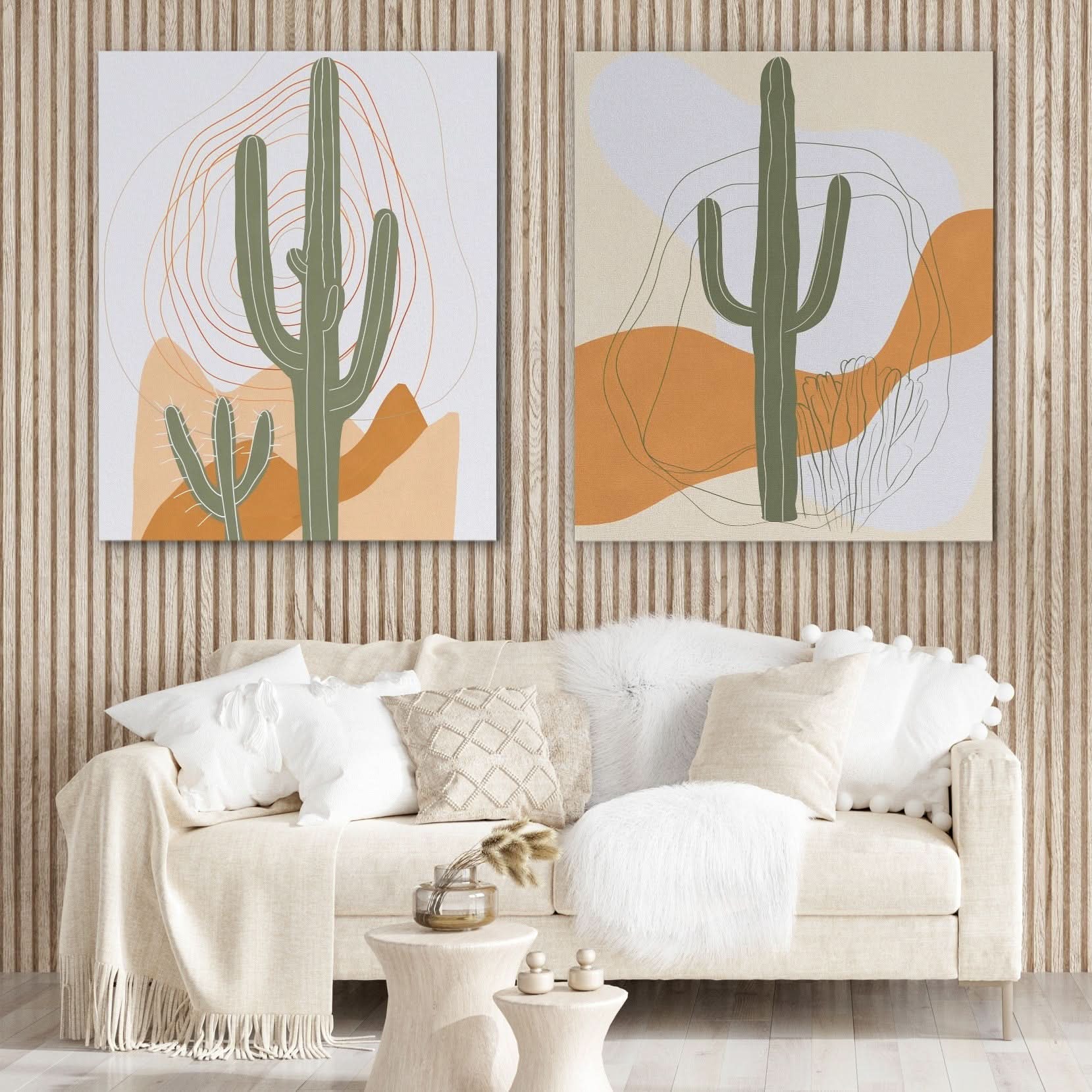 Desert Cactus Duo - Nature Wall Art in Black Frame