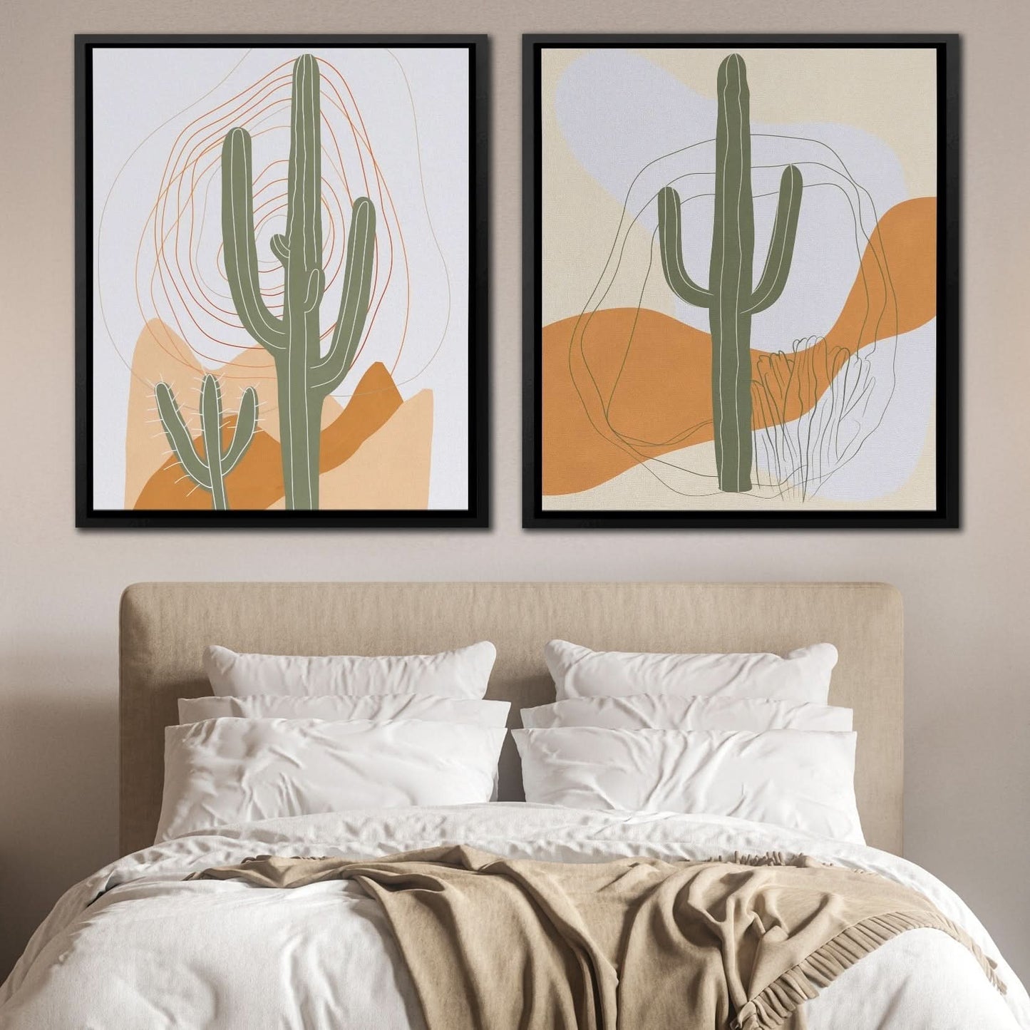 Desert Cactus Duo - Earth Tones Nature Canvas Print