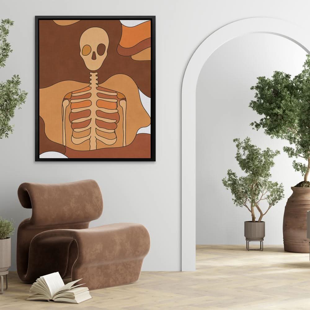 Desert Decay - Skull Wall Art in Black Frame