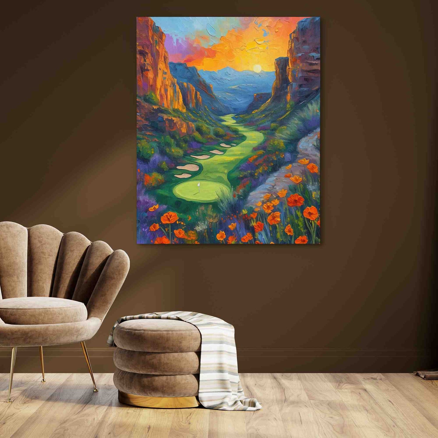 Desert Golf - Maximalist Wall Art in Black Frame