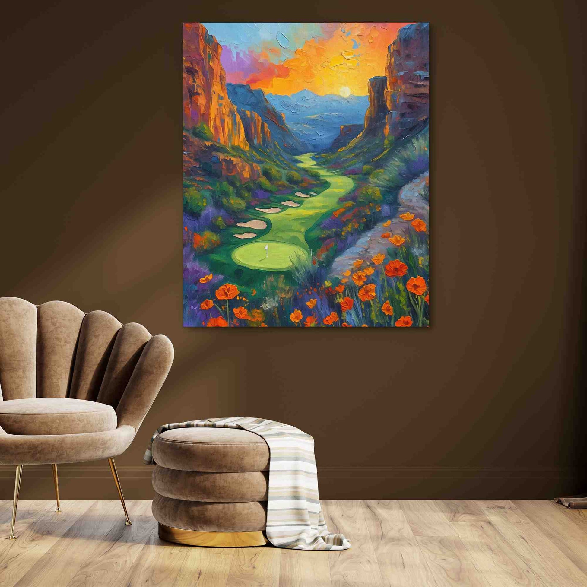 Desert Golf - Maximalist Wall Art in Black Frame