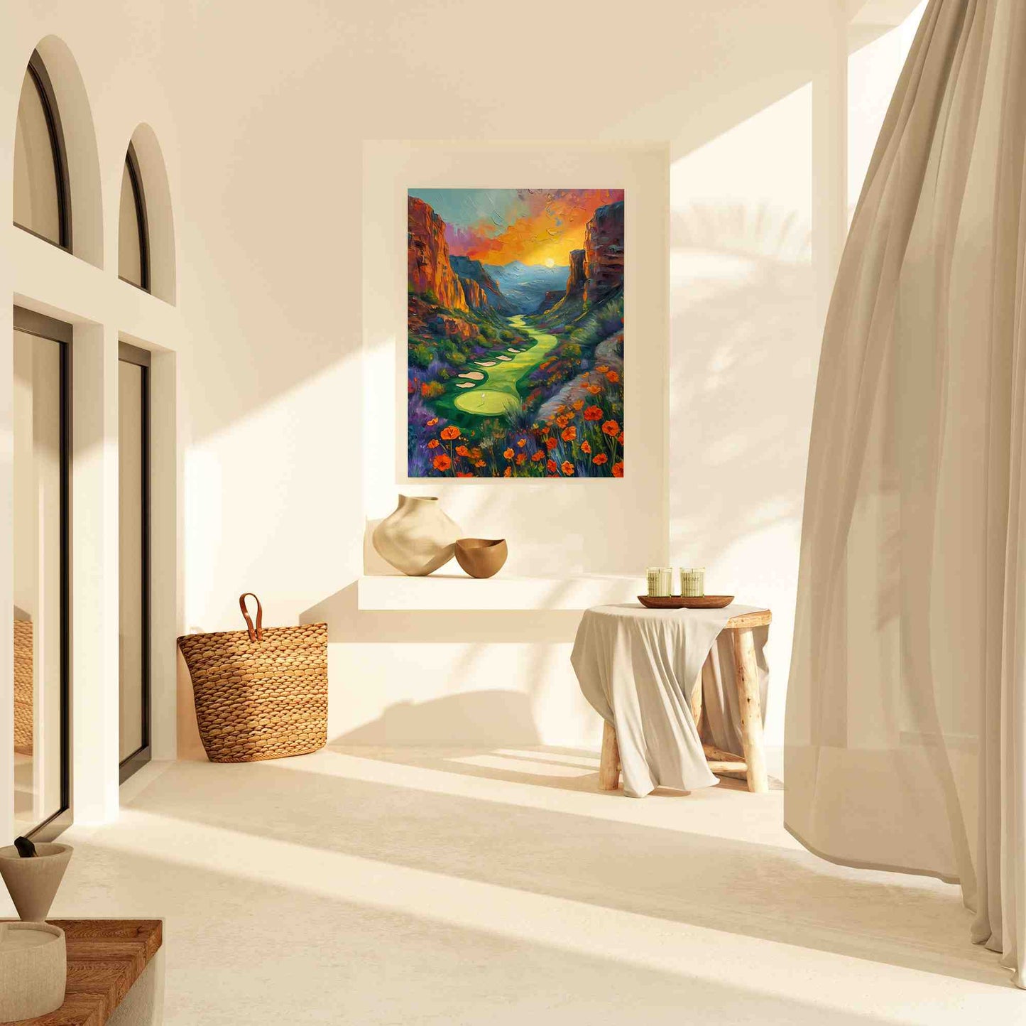 Desert Golf - Maximalist Colorful Canvas Wall Art