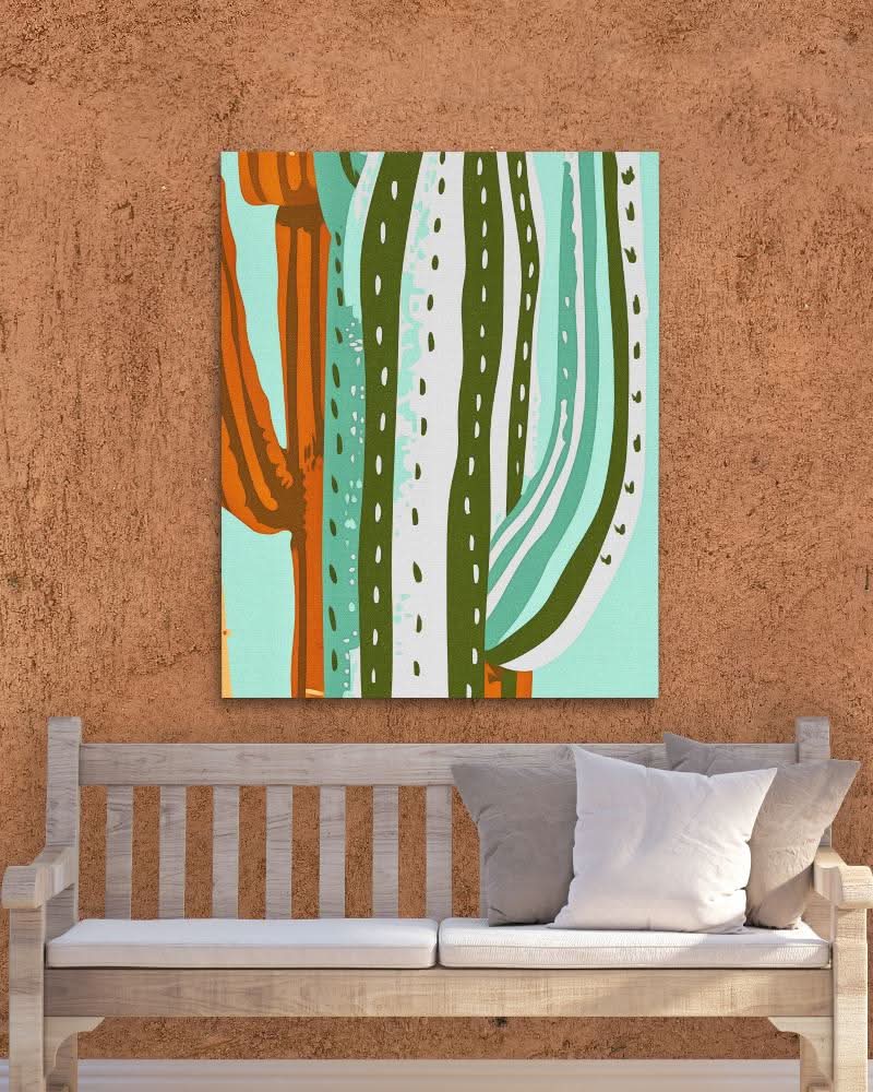 Desert Prickles - Modern Wall Art in Black Frame