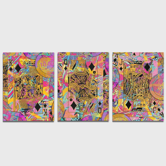 Diamond Royalty 3 Piece Set - Pop Art Wall Art in Black Frame