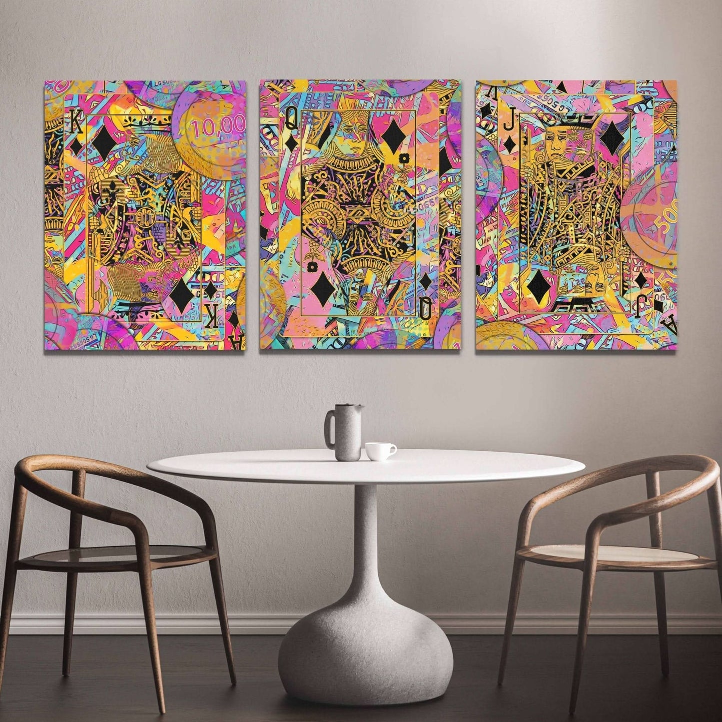 Diamond Royalty 3 Piece Set - Pop Art Pink Canvas Wall Art